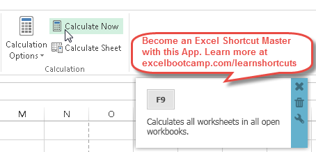 Excel calculation options manual